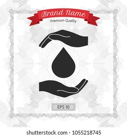 Hands holding drop - protection icon