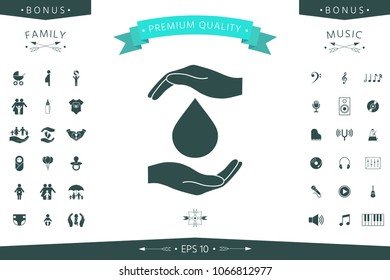 Hands holding drop - protection icon