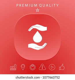 Hands holding drop - protection icon