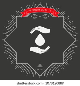 Hands holding drop - protection icon