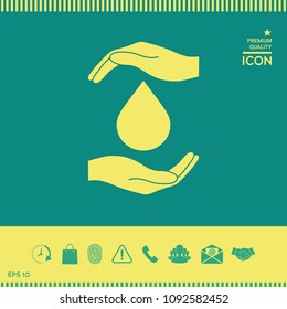 Hands holding drop - protection icon