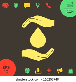 Hands holding drop - protection icon