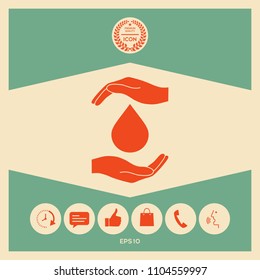 Hands holding drop - protection icon