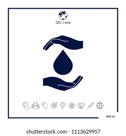 Hands holding drop - protection icon
