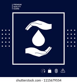 Hands holding drop - protection icon