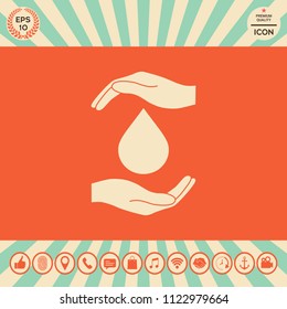 Hands holding drop - protection icon