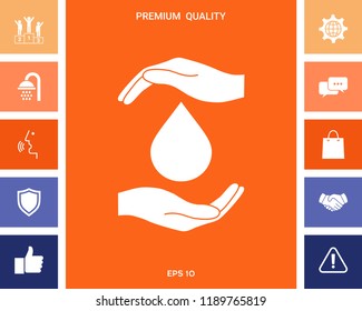 Hands holding drop - protection icon