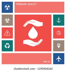 Hands holding drop - protection icon