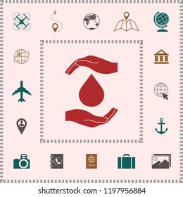 Hands holding drop - protection icon