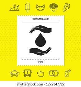 Hands holding drop - protection icon. Graphic elements for your design