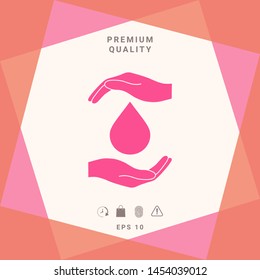 Hands holding drop - protection icon. Graphic elements for your design
