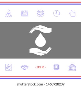 Hands holding drop - protection icon. Graphic elements for your design