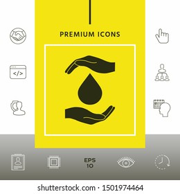 Hands holding drop - protection icon. Graphic elements for your design