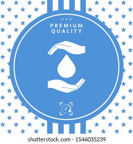 Hands holding drop - protection icon. Graphic elements for your design
