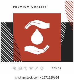 Hands holding drop - protection icon. Graphic elements for your design
