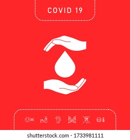Hands holding drop - protection icon. Graphic elements for your design