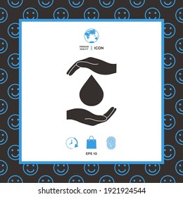 Hands holding drop - protection icon