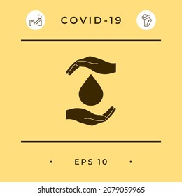 Hands holding drop - protection icon