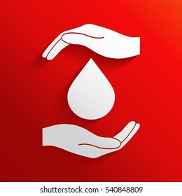 Hands holding drop - protection icon