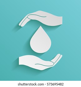 Hands holding drop - protection icon