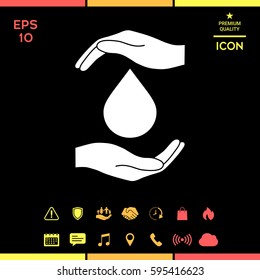 Hands holding drop - protection icon