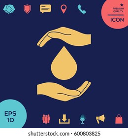 Hands holding drop - protection icon