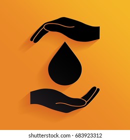Hands holding drop - protection icon