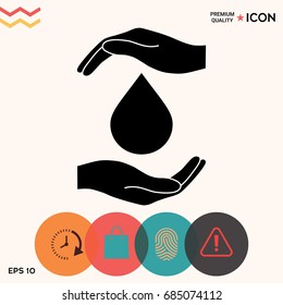 Hands holding drop - protection icon