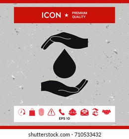 Hands holding drop - protection icon