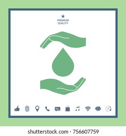 Hands holding drop - protection icon