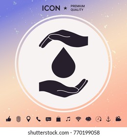 Hands holding drop - protection icon