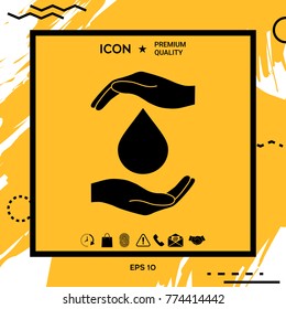Hands holding drop - protection icon
