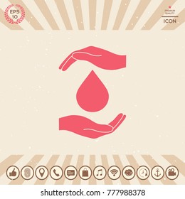 Hands holding drop - protection icon
