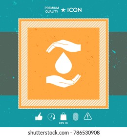 Hands holding drop - protection icon