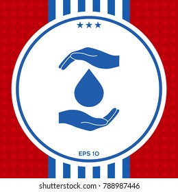 Hands holding drop - protection icon