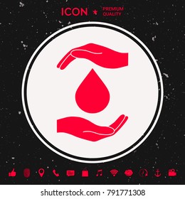 Hands holding drop - protection icon