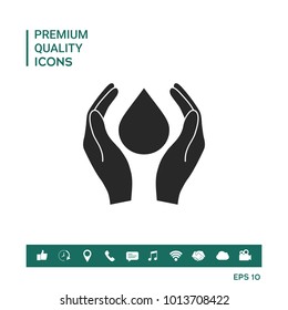 Hands holding drop - protection symbol