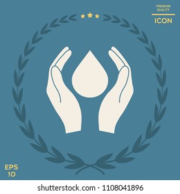 Hands holding drop - protection symbol
