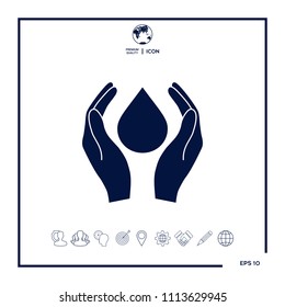 Hands holding drop - protection symbol