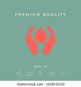 Hands holding drop - protection symbol. Graphic elements for your design