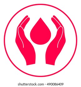 Hands holding drop - protection symbol