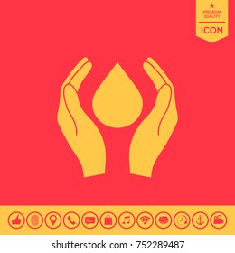 Hands holding drop - protection symbol