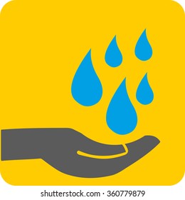 Hands holding drop save water vector icon