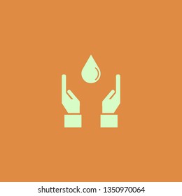 hands holding drop vector icon. flat design