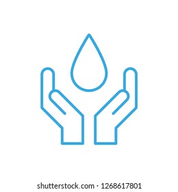 Hands holding drop of water icon