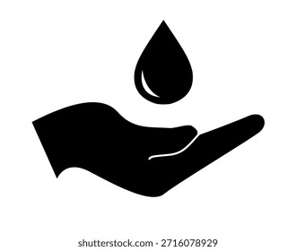 Hände mit Wassertropfen Vektor, Umweltschutz, Hygiene-Gesundheit, Reinwassersymbol, Wasserlinie speichern Symbol, Hand mit Wassertropfen, Konzept der Wassererhaltung, Retten Aqua Ressource.