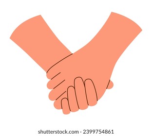 Hände, die einander einzeln auf Weiß halten. Freundschaftskonzept, Support-Konzept.