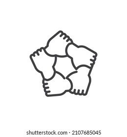 Hands holding each other line icon. linear style sign for mobile concept and web design. Partnership teamwork outline vector icon. Symbol, logo illustration. Vector graphics