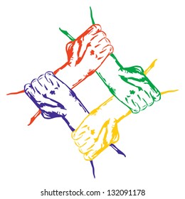hands holding each other in unity  cartoon vector  illustration