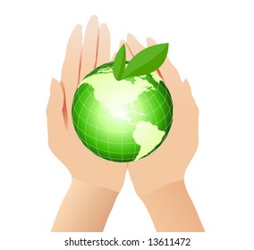 Hands holding earth